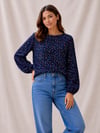 Midnight Floral Rayon Smock Top sizes 8-20 with free postage 