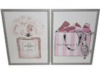 Image 2 of Handmade Sparkly Glam Wall Art Set - Perfume & Bag (16x12")
