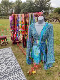 Image 4 of Stevie Co ord set -turquoise and red