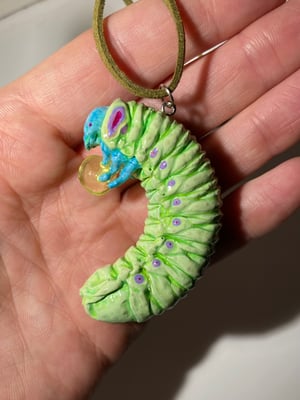 Elephant Beetle Larva Pendant Toxic Waste Edition