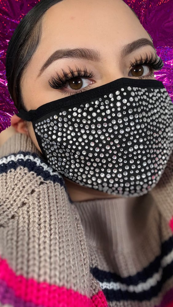 Image of Sparkly Black & Iridescent Mask / Mascara Brillante Negra
