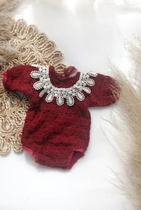 Image 1 of Newborn bodysuit for photo shoots | burgundy |  Favianna