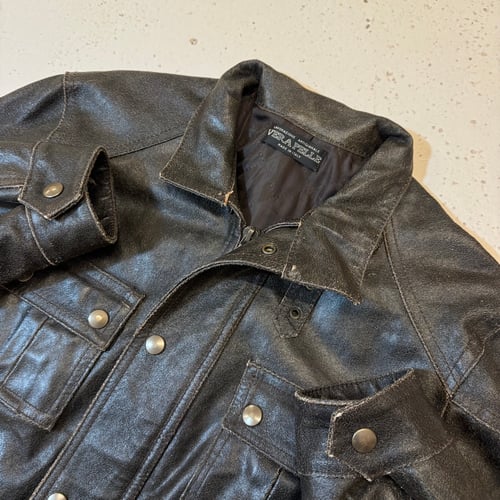 Image of 1990s Heavyweight Leather Biker Jacket, Size Medium