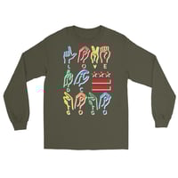 Image 2 of LOVE DC GOGO "THE LANGUAGE OF LOVE" Dark Men’s Long Sleeve Shirt (see color options)