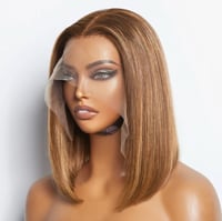 Image 2 of Golden Hour Highlight Straight Bob Wig – 13×4 Lace – P4/27 Honey Blonde Virgin Hair
