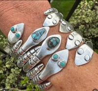 Image 5 of Ride the Sky 2ga Sterling Silver Seven Dwarfs Turquoise Head Snake Cuff 6.5-6.75”