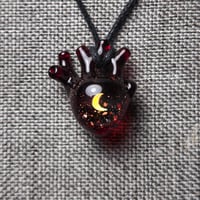 Image 2 of MINIATURE "LOVE YOU TO THE MOON AND BACK" ANATOMICAL HEART PENDANT 14