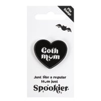 Image 4 of Goth Mum / Mom Heart Metal Pin Badge