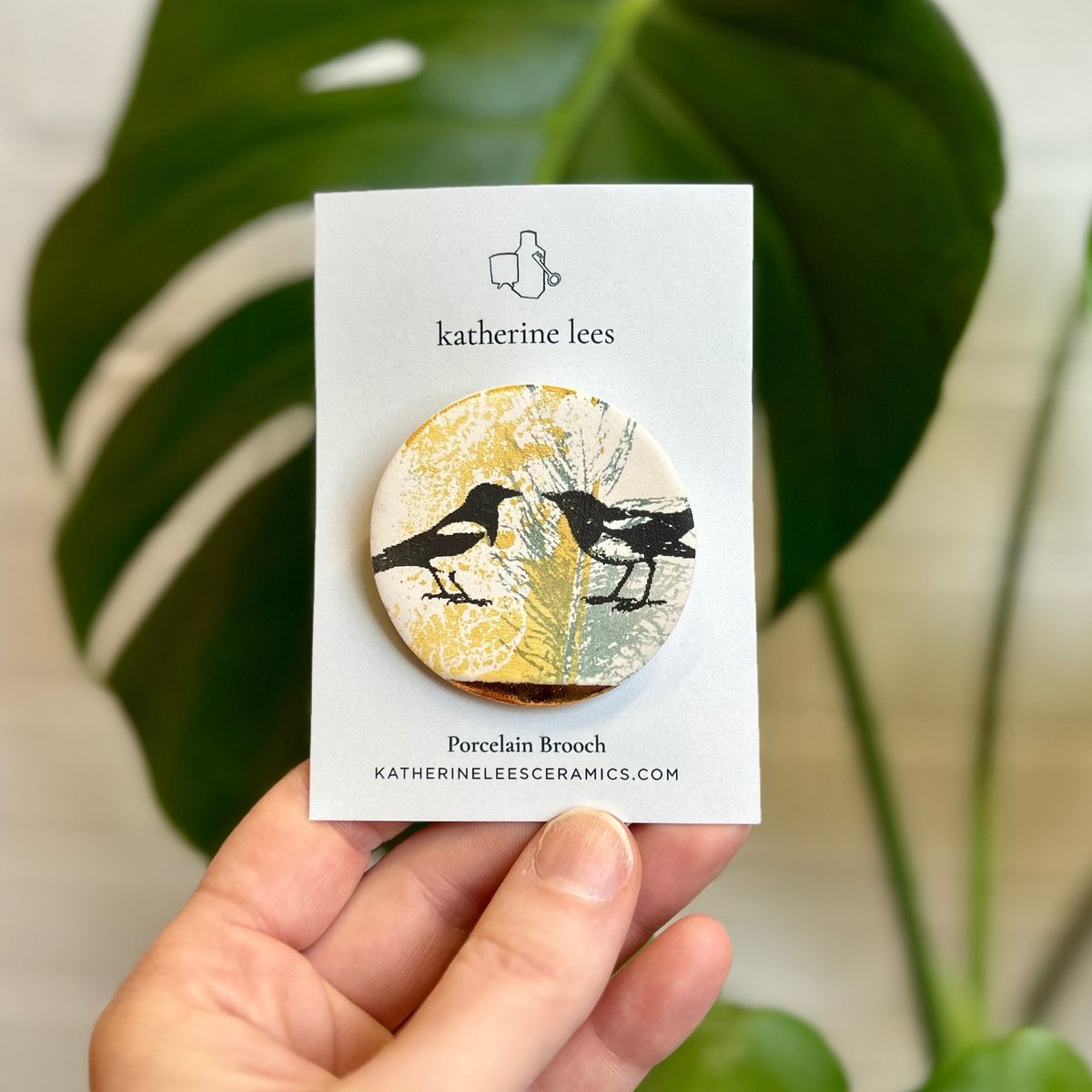 Large screen printed brooch