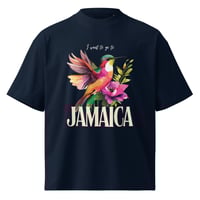 I Want to Go to Jamaica Oversized Hummingbird Tee Blue