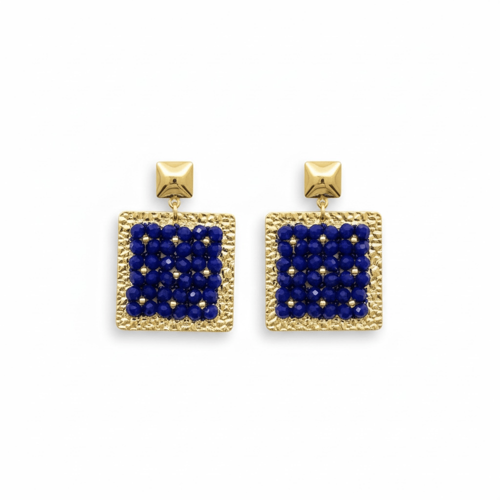 Image of Sapphire Blue Textured Square Earrings