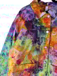Image 2 of 1X PLUS 100% Cotton Oversized Chore Coat in Spring Bloom Watercolor Ice Dye
