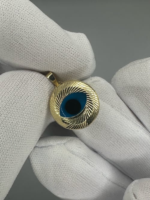 Image of 14K Evil Eye Charm Pendant 1
