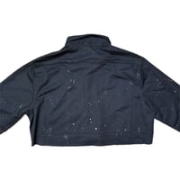 Image 4 of “DIAMOND SKULLS” Custom Hand Painted Cropped Button Up LARGE