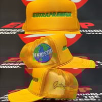 Image 4 of Gold “ENTRAPRENEUR” Trucker Hat – The World Is Yours Editi