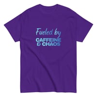 Image 7 of Unisex classic tee, Fueled by Caffeine & Chaos T-Shirt | Funny Coffee Lover Chaos Humor Graphic Tee