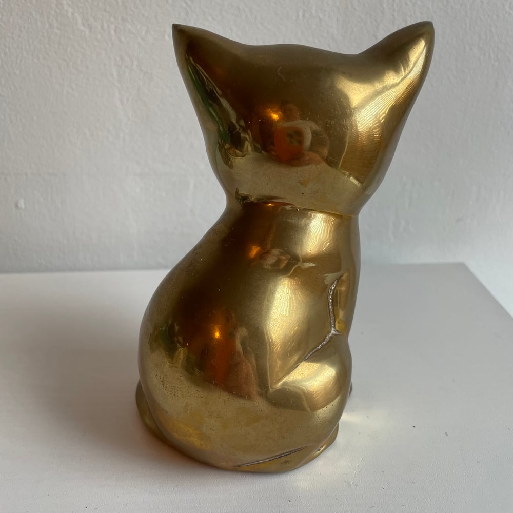 Image of Vintage Brass Sitting Cat   