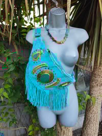Image 8 of Dolly Bum bag suede fringe tassels TURQUOISE and Moroccan Stone