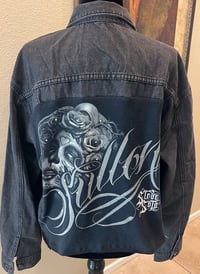 Image 1 of Vintage Black Denim Jean Jacket Crystal Sullen Girl