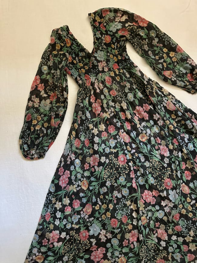 early 70s wildflower bohemian dream voile maxi dress