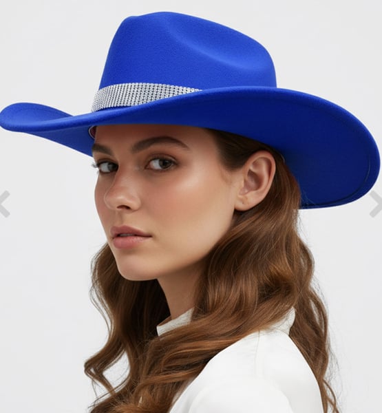 Image of Rhinestone Studded Band Western Cowboy Fedora Hat
