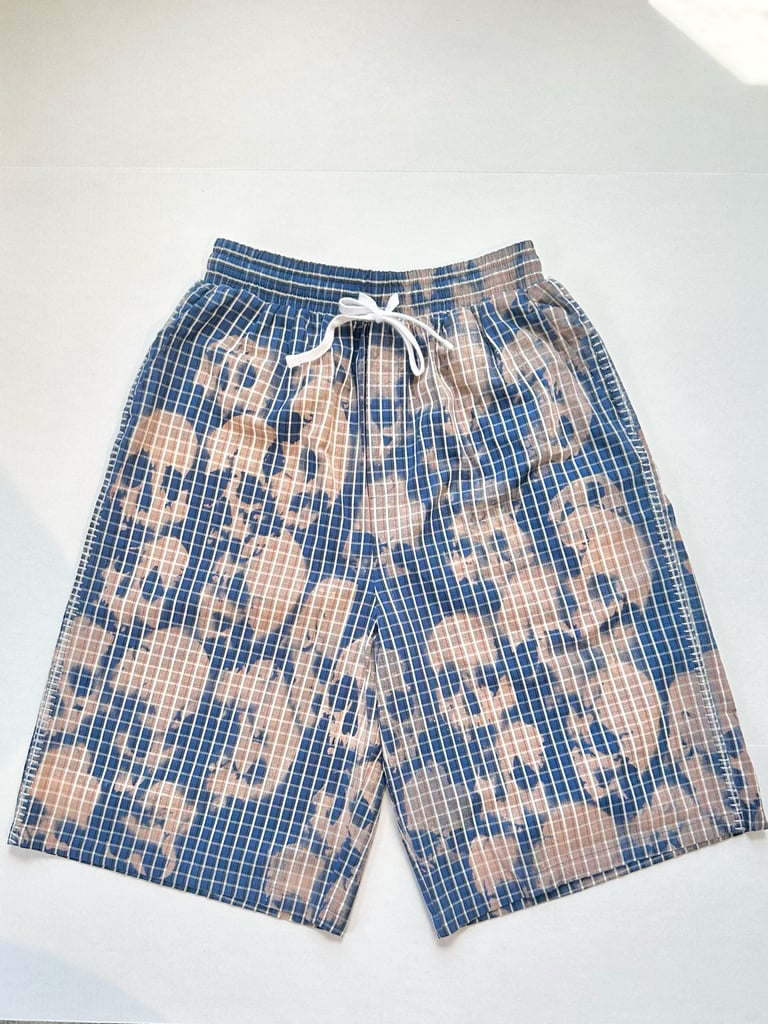 Blue plaid skull shorts