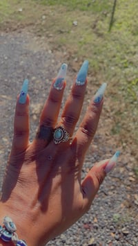 Image 5 of Nails - Long (Sky Blue Bling)