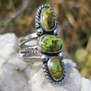 Image 3 of Triple Stone Autumn Creek Turquoise Handmade Sterling Silver Ring
