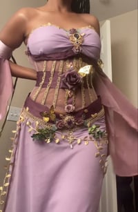 Image 1 of Ethereal Fairy Goddess Corset Gown |Handmade Lavender & Plum Fantasy Dress with Gold Embellishments