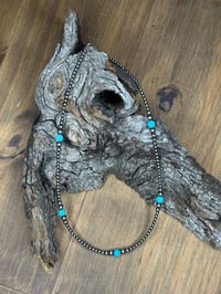 18” - 3mm-6mm Sterling Silver Pearls w/ Turquoise 