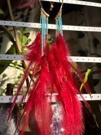 Image 2 of Water and fire feather cuff earrings 