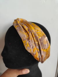 Image 1 of Turban Head Band- recycled sari fabric Mustard