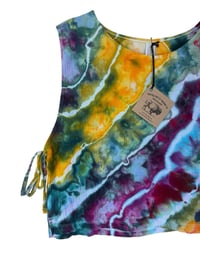 Image 4 of S 100% Cotton Woven Side-Tie Top in Tropical Geode Ice Dye