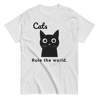Image 3 of Unisex classic tee, Cats Rule the World T-Shirt | Cute Black Cat Funny Graphic Tee