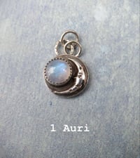 Image 2 of Maiden Moon Pendants - Handmade Sterling Silver Moon Pendants Set With Rainbow Moonstone