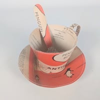 Image 3 of Penguin Orange Teacup, Saucer and Spoon Set