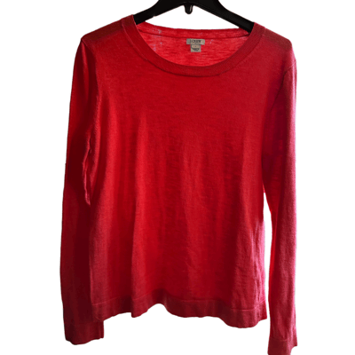 Image of J CREW, red light knit long sleeve size L women’s crew neck