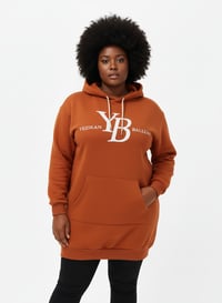 Image 1 of YB Burnt Orange Long Loose Fit Hoodie Dress