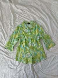 Image 1 of 00s Green floral shirt // S