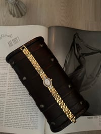 Image 2 of Elgin Gold Tone Crystal and mother of Pearl on dial 