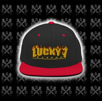 Image 4 of embroidered Snapback Hat lucky 7 burning