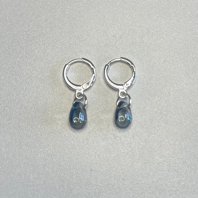 sea blue glass teardrop earrings