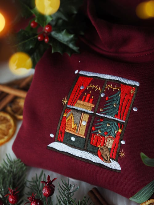 Image of Christmas Windows - Burgundy Hoody