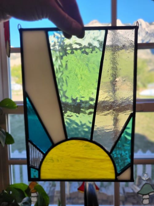 Image of Sunrise mini panel- stained glass