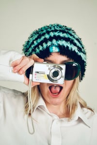 Image 2 of Blue and black beanie