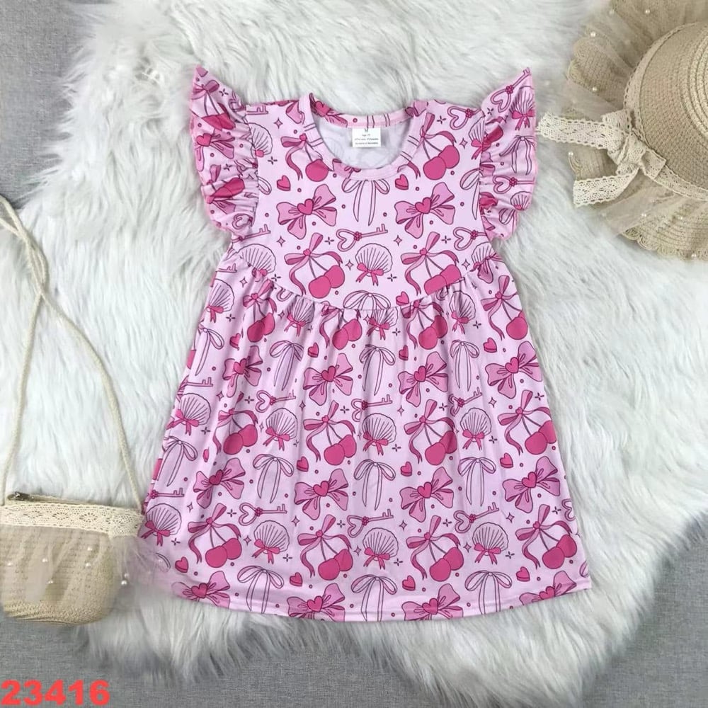 Image of pink cherrys and bows dress 