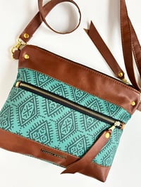 Image 2 of Teal boho crossbody with exterior pocket