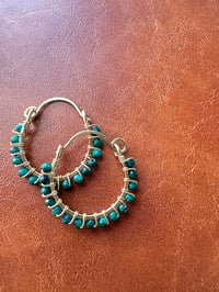 Image 2 of Malachite Swing Hoops (Brass)