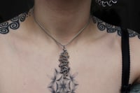 Image 3 of Stainless steel dainty zigzag pendant with ball bearing charms on chain 