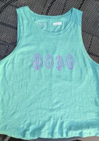 Image 3 of Teal-blue tank top w purple vulvas